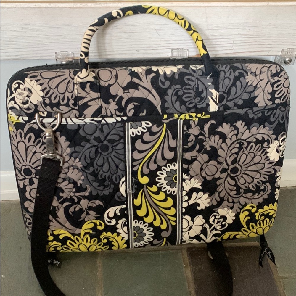 Floral Black and Yellow Laptop Bag